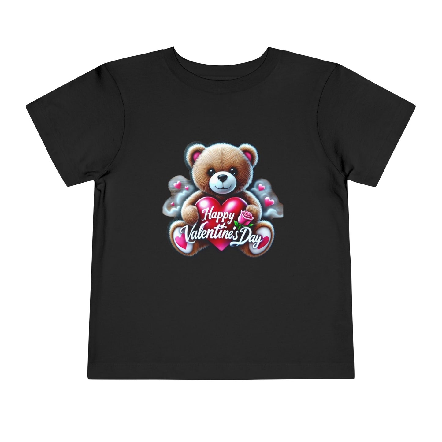 "Happy Valentines Day Teddy Bear" - Toddler Short Sleeve Tee