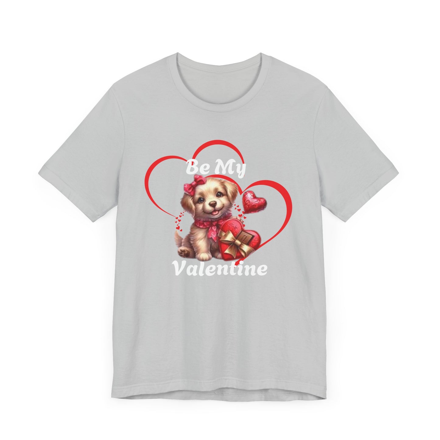"Happy Valentines Day Cute Puppy" - Unisex Jersey Short Sleeve Tee