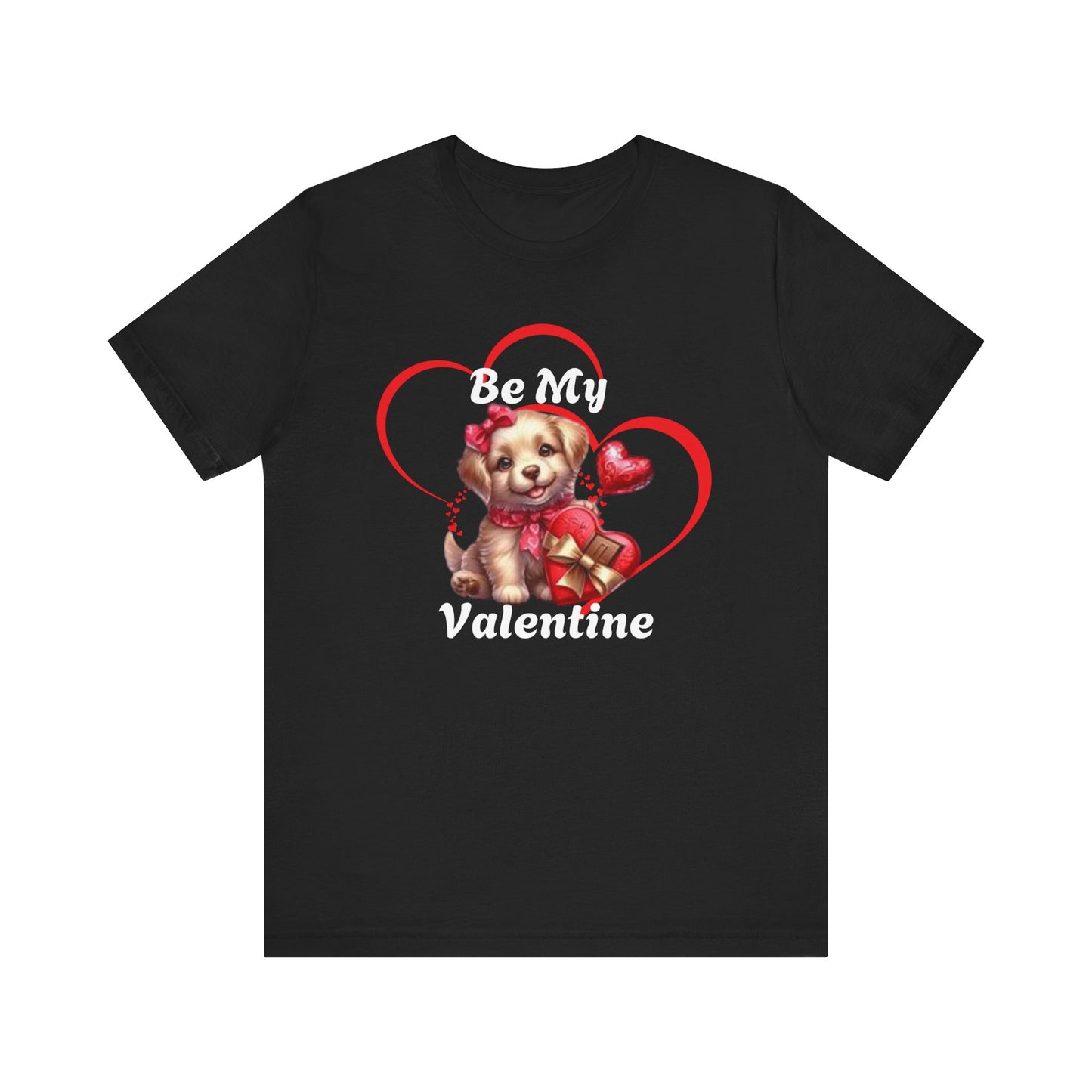 "Happy Valentines Day Cute Puppy" - Unisex Jersey Short Sleeve Tee