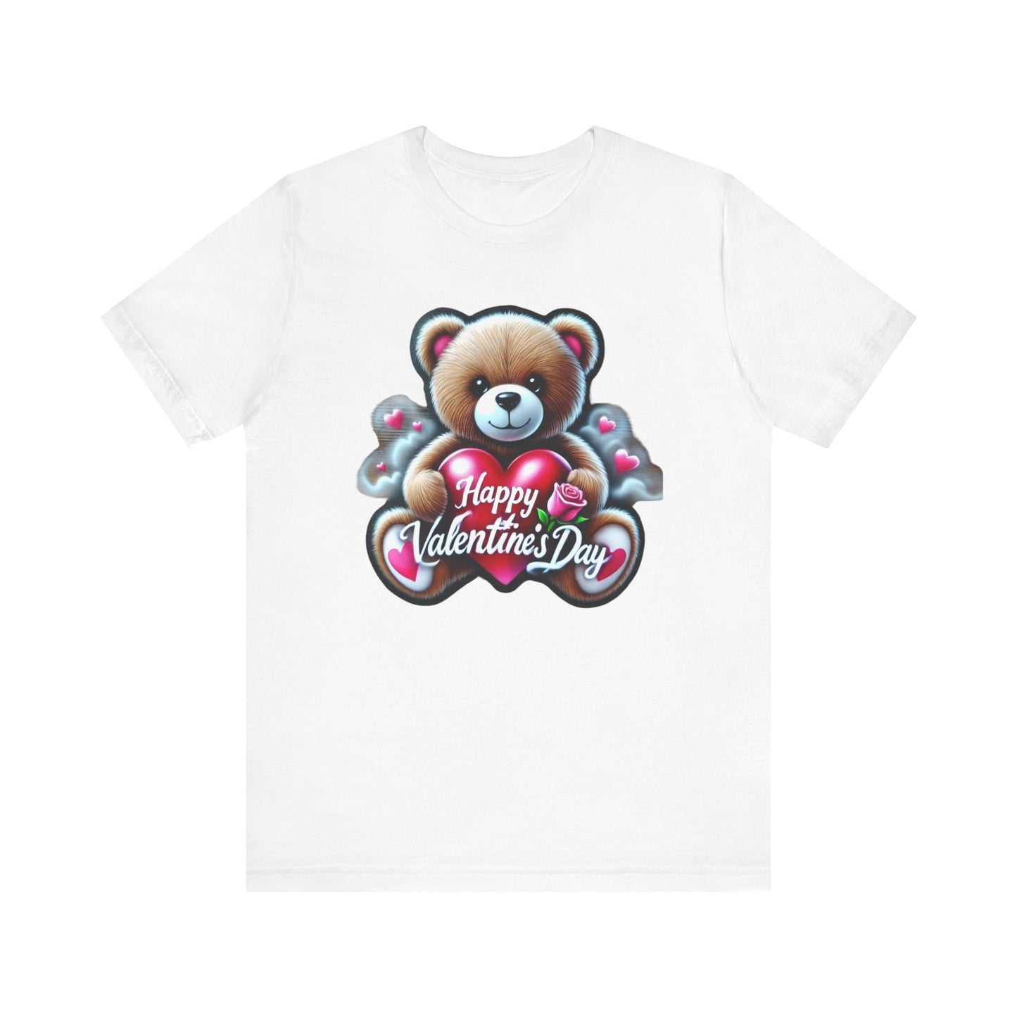 "Happy Valentines Day Teddy Bear" - Unisex Jersey Short Sleeve Tee