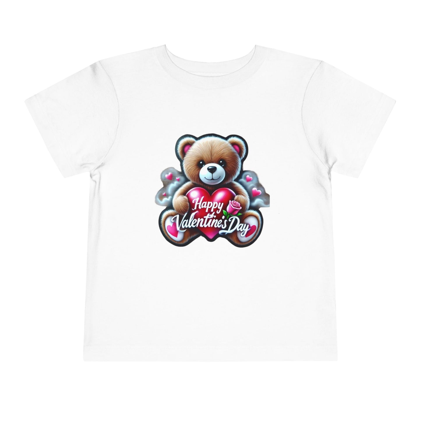"Happy Valentines Day Teddy Bear" - Toddler Short Sleeve Tee