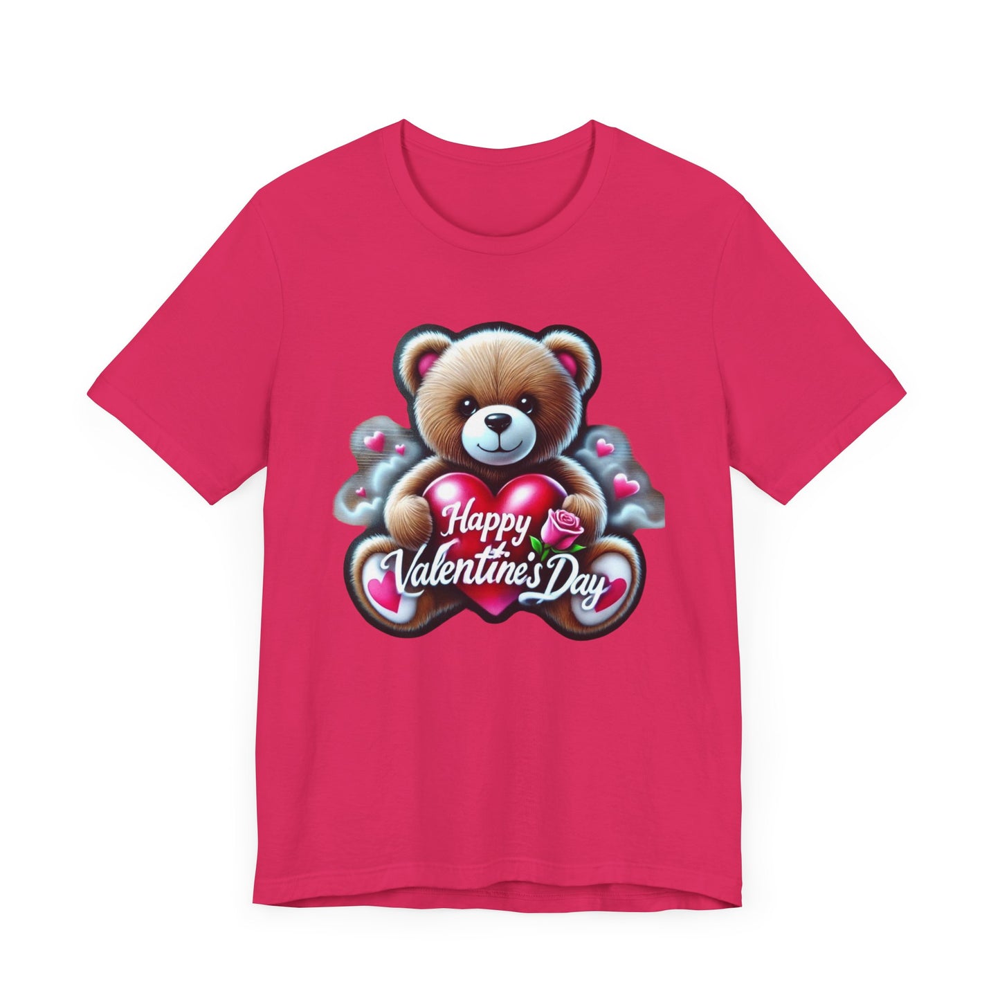 "Happy Valentines Day Teddy Bear" - Unisex Jersey Short Sleeve Tee