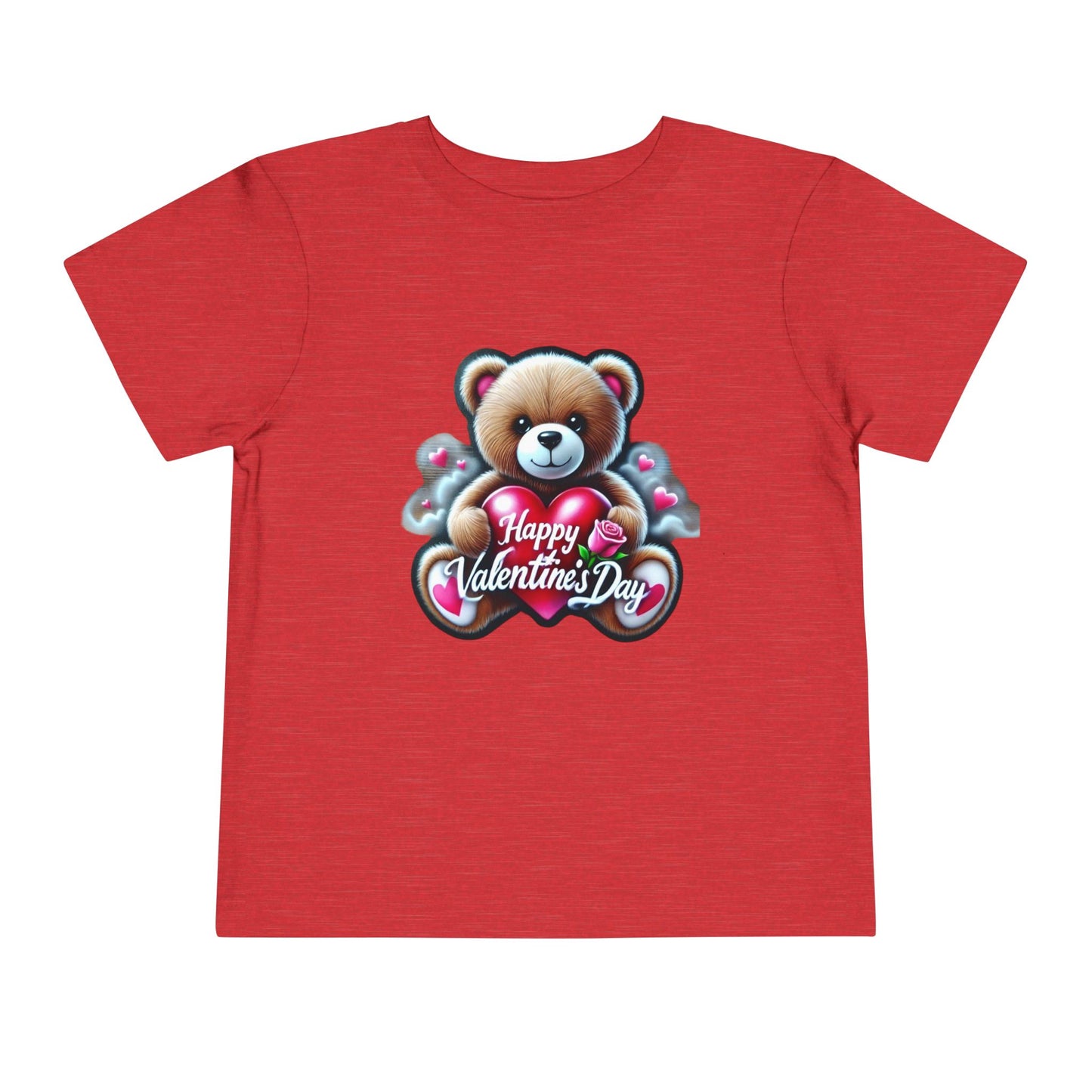 "Happy Valentines Day Teddy Bear" - Toddler Short Sleeve Tee
