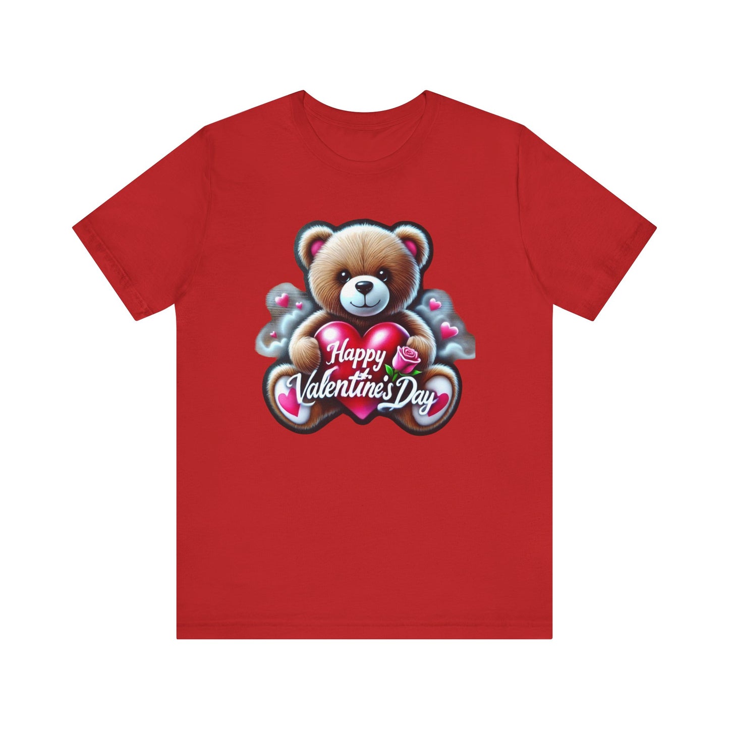 "Happy Valentines Day Teddy Bear" - Unisex Jersey Short Sleeve Tee
