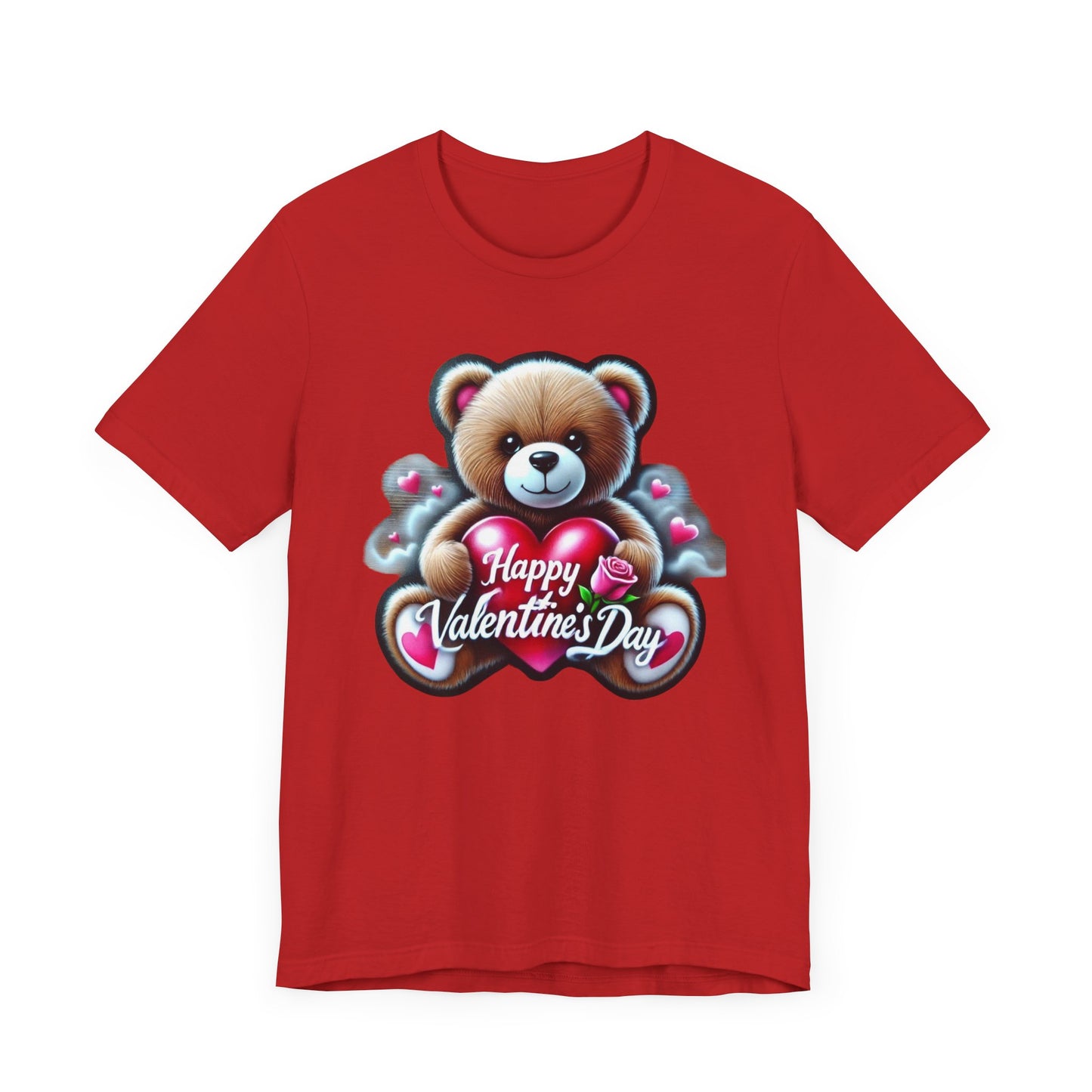"Happy Valentines Day Teddy Bear" - Unisex Jersey Short Sleeve Tee