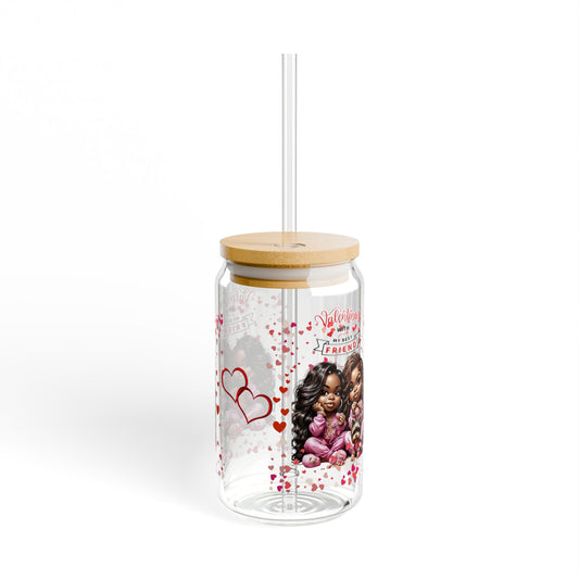Best Friends Valentines Day Sipper Glass