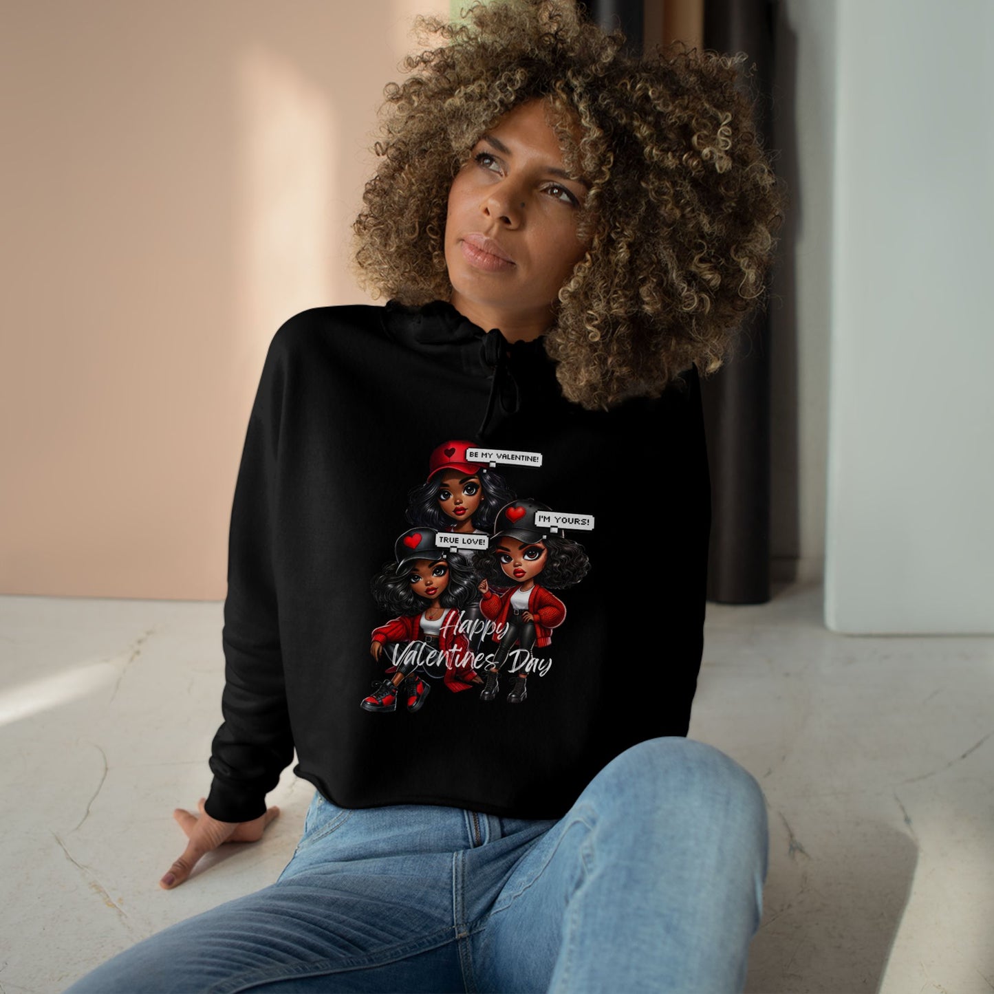 "Happy Valentines Day" - Crop Hoodie