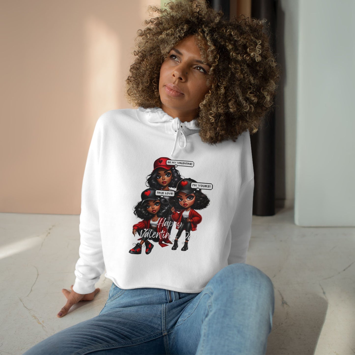 "Happy Valentines Day" - Crop Hoodie