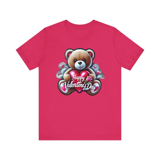 "Happy Valentines Day Teddy Bear" - Unisex Jersey Short Sleeve Tee
