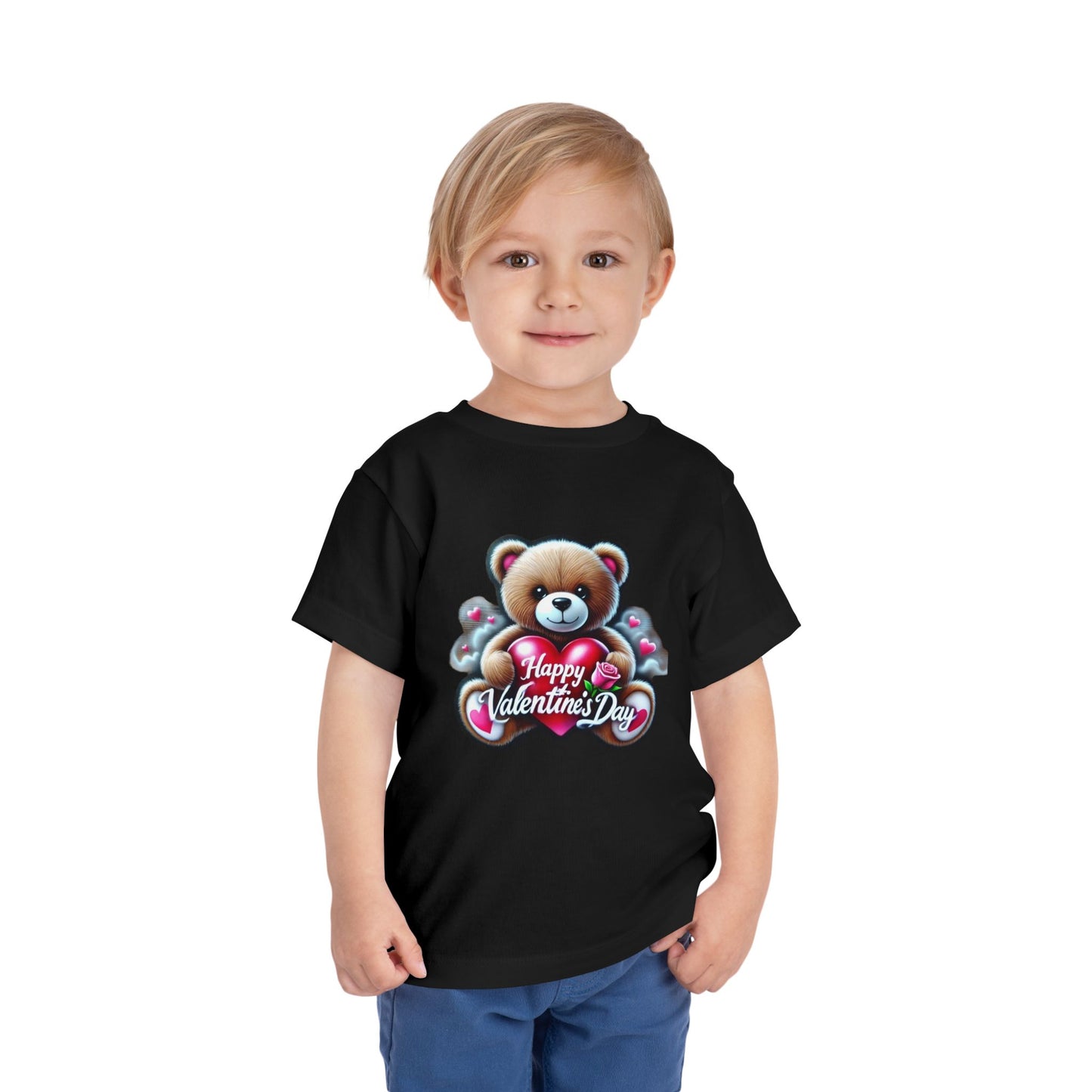 "Happy Valentines Day Teddy Bear" - Toddler Short Sleeve Tee